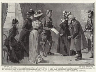Een tentoonstelling van tact en geduld, de dagelijkse ontvangst van de militaire gouverneur in Pretoria